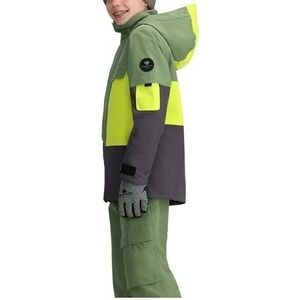 Obermeyer Kids Puffer Jacket - Lime and Charcoal